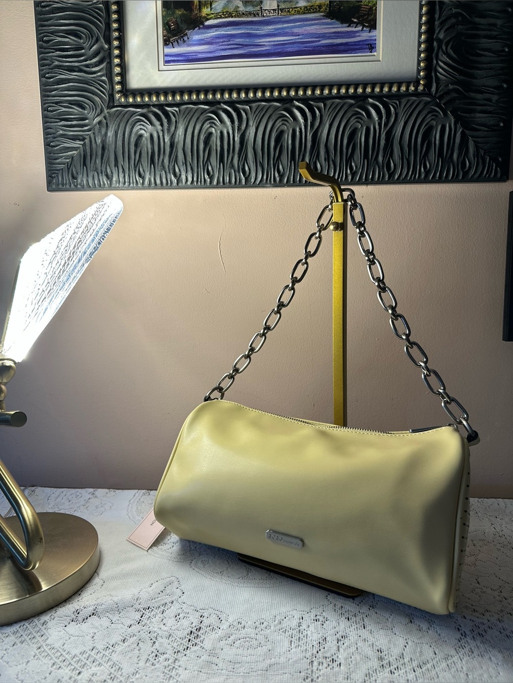 BCBGeneration Barrel/Baguette Butter Color Faux Leather Shoulder/Crossbody Bag. - Picture 12 of 12